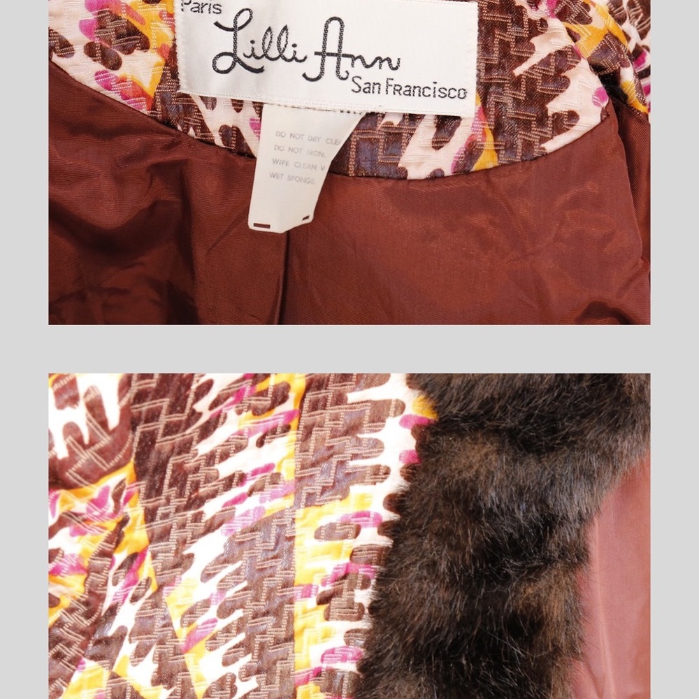 Vtg 70s Lilli Ann Iridescent Faux fur Coat SM - Picture 8 of 8